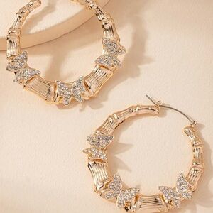 5/$25 Gold Butterfly Hoop Earrings 14k gold plated